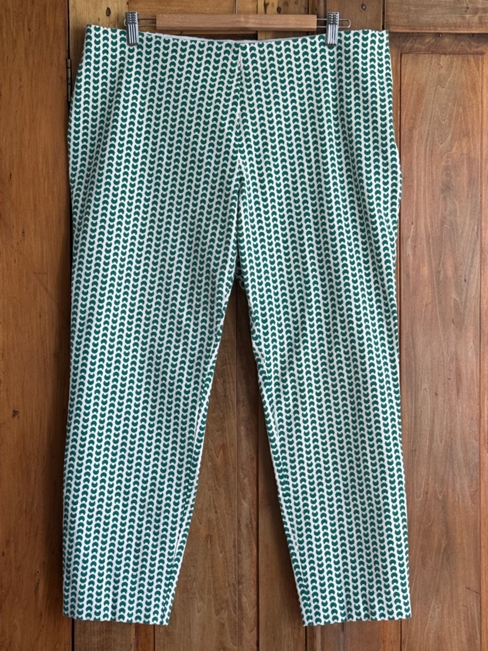 a new day Green & White Geometric Ankle Pants